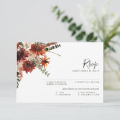 Terracotta Autumn Rustic Wedding Response Card RSVP Karte (Stehend Vorderseite)