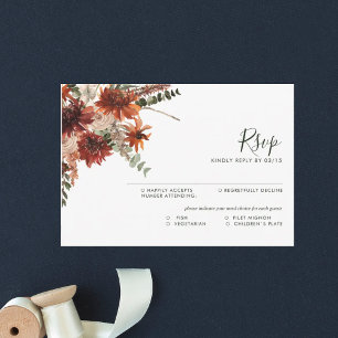 Terracotta Autumn Rustic Wedding Response Card RSVP Karte