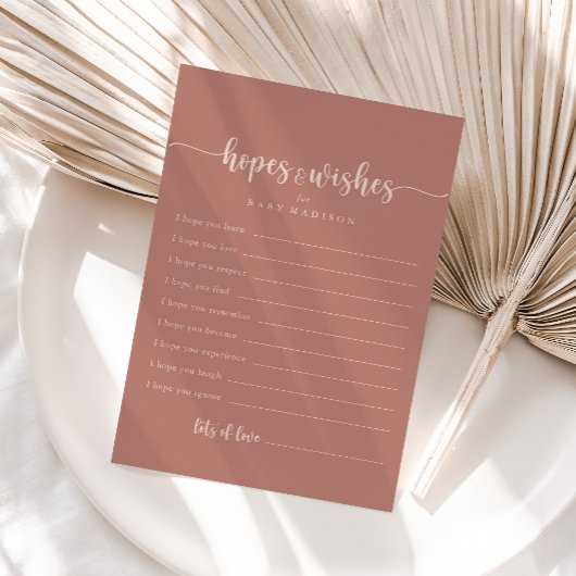 Terracotta Baby Dusche & Wish Card Postkarte