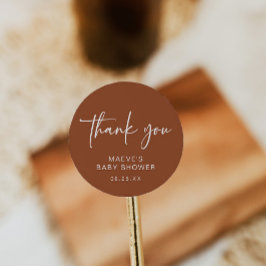 Terracotta Babydusche Rundsticker Moderner Einfach Runder Aufkleber