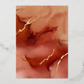 Terracotta Beach Hochzeit im Herbst Gold Folieneinladung (Rückseite)