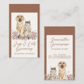 Terracotta Beige Aquarellhunde Katzen Haustiere Si Visitenkarte (Vorne/Hinten)