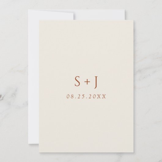 Terracotta Beige Boho Chic Earthy Modern Wedding Save The Date (Rückseite)