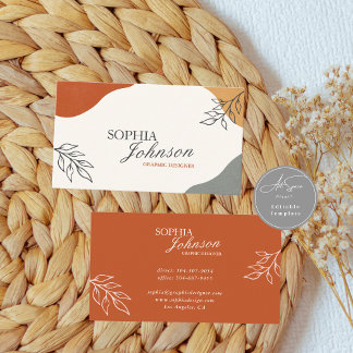 Terracotta & Beige Boho Minimalist Business Card Visitenkarte
