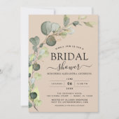 Terracotta Beige Brautparty Eukalyptus Einladung (Vorderseite)