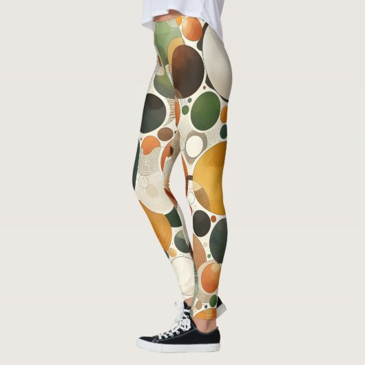 Terracotta Beige Earths Colors Abstrakte Kreisen Leggings (Links)