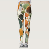 Terracotta Beige Earths Colors Abstrakte Kreisen Leggings (Vorderseite)