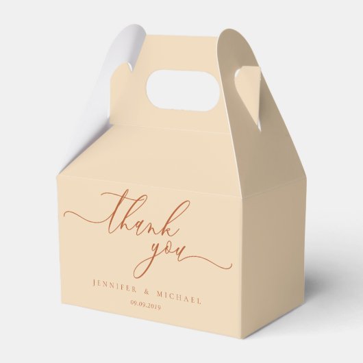 Terracotta Beige Elegantes Geschenk Vielen Dank Geschenkschachtel (Vorderseite)