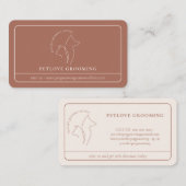 Terracotta Beige Minimal Gerahmte Linie Katze Katz Visitenkarte (Vorne/Hinten)