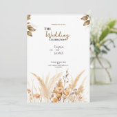Terracotta beige minimalistische Blumenkarte Einladung (Stehend Vorderseite)