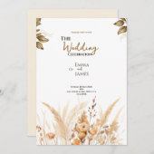 Terracotta beige minimalistische Blumenkarte Einladung (Vorne/Hinten)