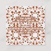 Terracotta Beige Nahtloses Muster Emboss Quadratische Visitenkarte (Rückseite)