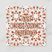 Terracotta Beige Nahtloses Muster Emboss Quadratische Visitenkarte (Vorderseite)