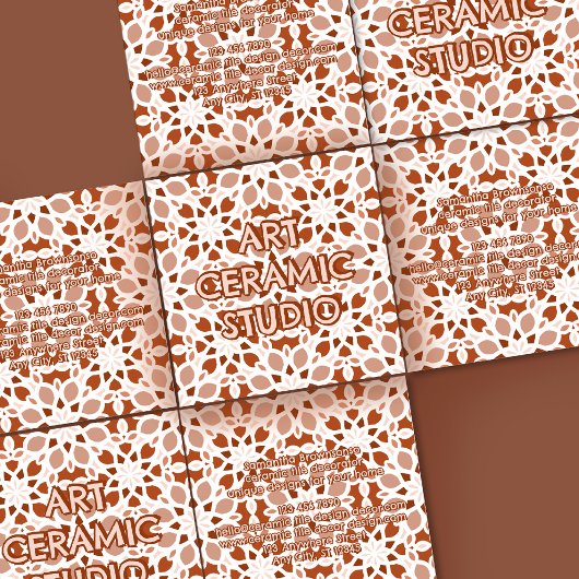 Terracotta Beige Nahtloses Muster Emboss Quadratische Visitenkarte