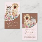 Terracotta Beige Wasserfarbe Hunde Katzen Haustier Visitenkarte (Vorne/Hinten)