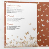 Terracotta Beige Wildblume Butterfly Arch Wedding Dreifach Gefaltete Einladung (Innen Erste Seite)