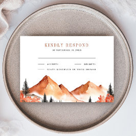 Terracotta Bergwald Hochzeit RSVP Karte