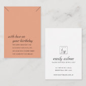 TERRACOTTA BIRTHDAY GIFT NECKLACE DISPLAY CARD PLATZKARTE (Vorne/Hinten)