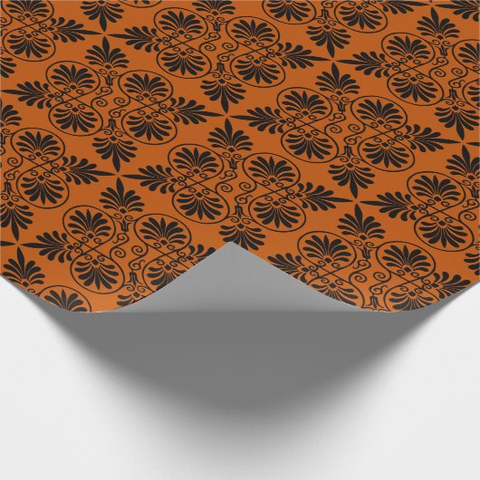 Terracotta Black Alcient Griechisch Meander Muster Geschenkpapier (Ecke)
