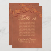 Terracotta-Blätter Hochzeit Tischnummer mit Namen (Vorne/Hinten)