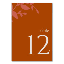 Terracotta-Blätter Moderne Hochzeitsszene Tischnum Tischnummer