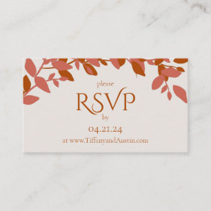 Terracotta-Blätter Moderne RSVP-Karte für Hochzeit Begleitkarte
