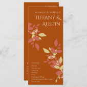Terracotta-Blätter Modernes Hochzeitsprogramm (Vorne/Hinten)