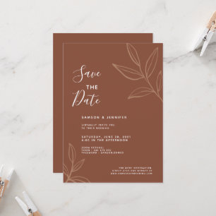 Terracotta-Blätter Save the Date Virtual Wedding Einladung