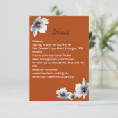 Terracotta Blaue Flora Anemone Herbsthochzeit Begleitkarte (Stehend Vorderseite)