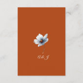 Terracotta Blaue Flora Anemone Herbsthochzeit Begleitkarte (Rückseite)