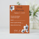 Terracotta Blaue Flora Anemone Herbsthochzeit RSVP Karte (Stehend Vorderseite)