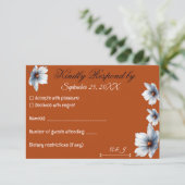 Terracotta Blaue Flora Anemone Herbsthochzeit RSVP Karte (Stehend Vorderseite)
