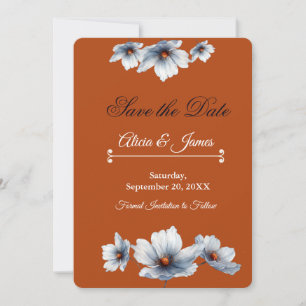 Terracotta Blaue Flora Anemone Herbsthochzeit Save The Date