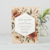 Terracotta Bloom Autumn Romance Wedding Einladung (Stehend Vorderseite)