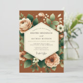 Terracotta Bloom Autumn Wedding Einladung (Stehend Vorderseite)