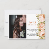 Terracotta Blooming Rose Hydrangea Blumenzehen Dankeskarte (Vorderseite)