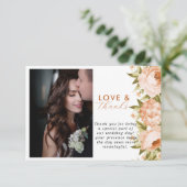 Terracotta Blooming Rose Hydrangea Blumenzehen Dankeskarte (Stehend Vorderseite)