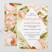 Terracotta Blooming Rose Hydrangea Floral Wedding Einladung (Vorne/Hinten)