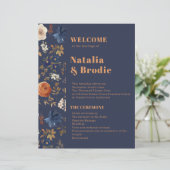 Terracotta Blue French Country Wedding Program (Stehend Vorderseite)