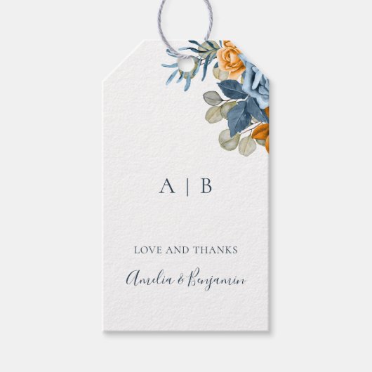 Terracotta Blue Rust Elegant Vielen Dank für Ihre Geschenkanhänger (Vorderseite)