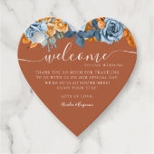 Terracotta Blue Rust Eukalyptus Begrüßung Geschenkanhänger (Vorderseite)