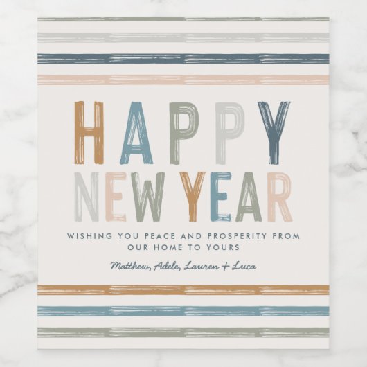 Terracotta Blue Typografy - Moderne Gunst Weinetikett (Einzelnes Label)