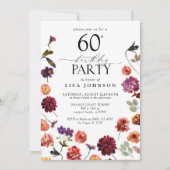 Terracotta Blume 60. Geburtstagsparty Vintag Einladung (Vorderseite)