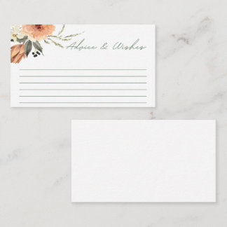 Terracotta Blume Beratung und Wünsche Brautparty Begleitkarte