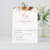 Terracotta Blume Black Wedding RSVP (Stehend Vorderseite)