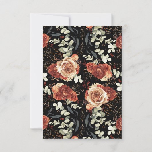 Terracotta Blume Black Wedding RSVP (Rückseite)