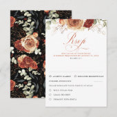 Terracotta Blume Black Wedding RSVP (Vorne/Hinten)