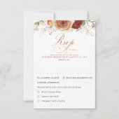 Terracotta Blume Black Wedding RSVP Karte (Vorderseite)