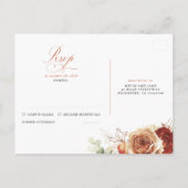 Terracotta Blume Black Wedding RSVP Postcard Postkarte (Rückseite)