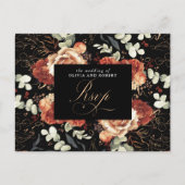 Terracotta Blume Black Wedding RSVP Postcard Postkarte (Vorderseite)